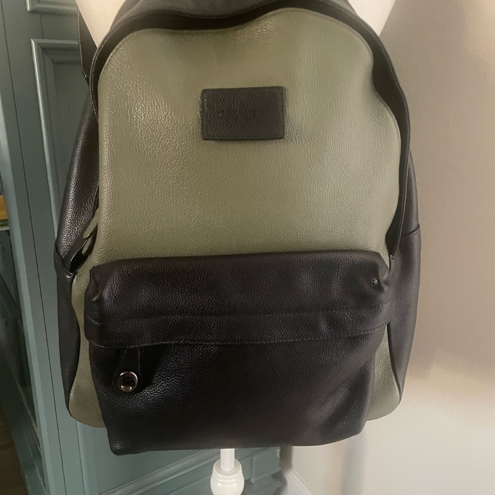 Coach Black and Olive Men's Leather Backpack